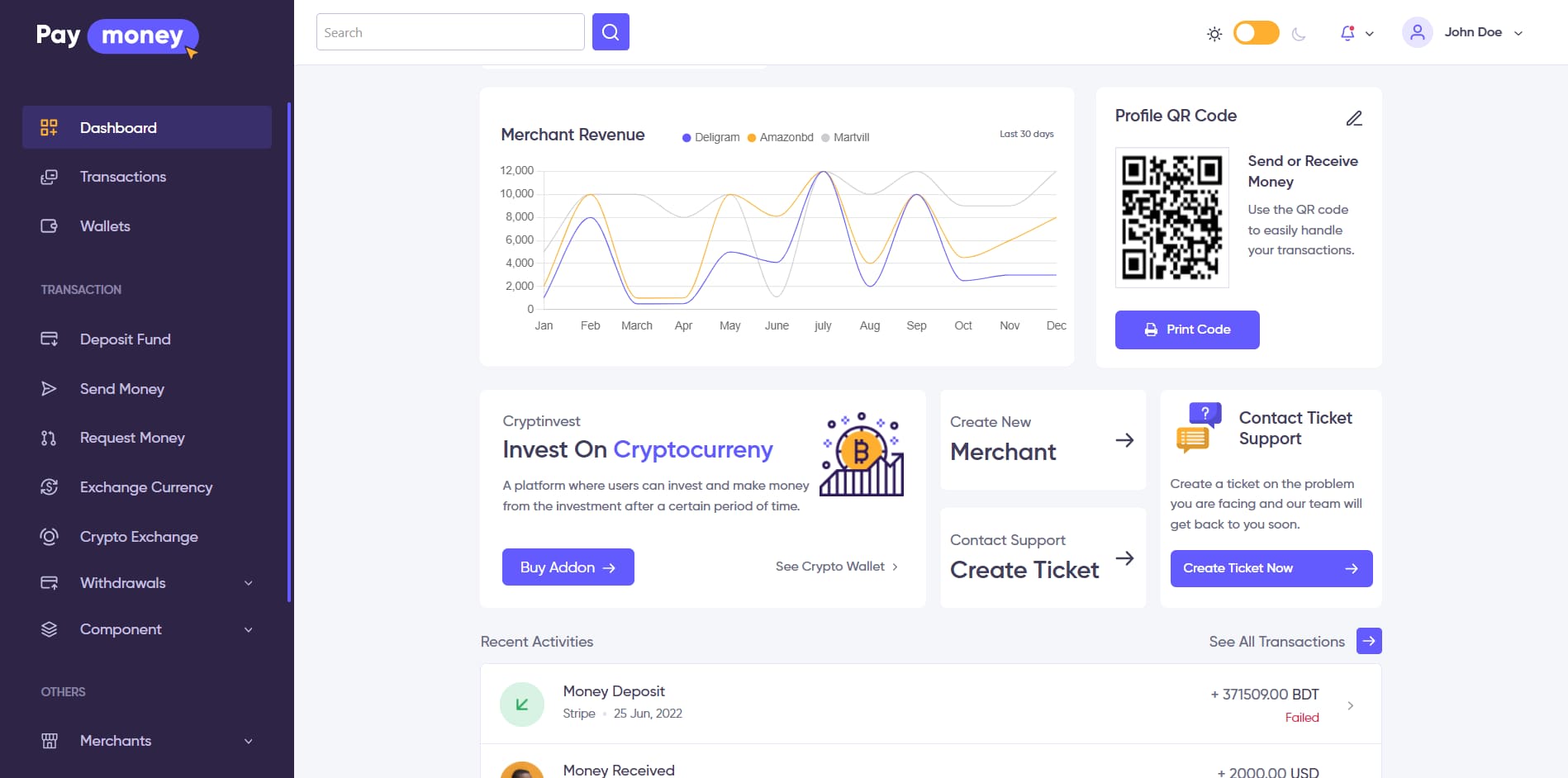 Pay Money New User Dashboard